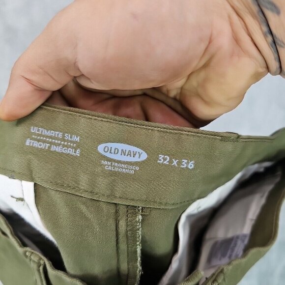 Old Navy Pants Mens Size 32 Green Ultimate Slim Fit Chino Breathable Stretch - Picture 9 of 10